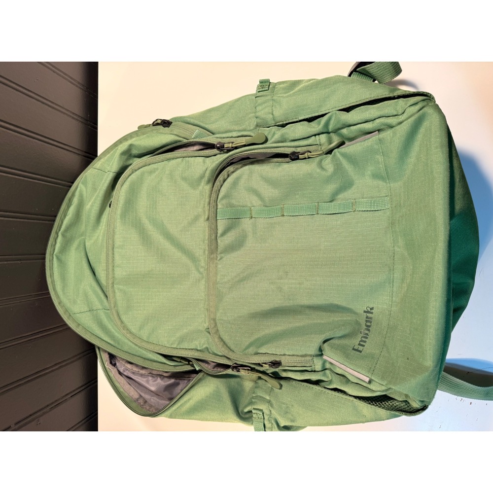 Embark Backpack Sage Green Ripstop Laptop Compartment Padded Straps School Bag